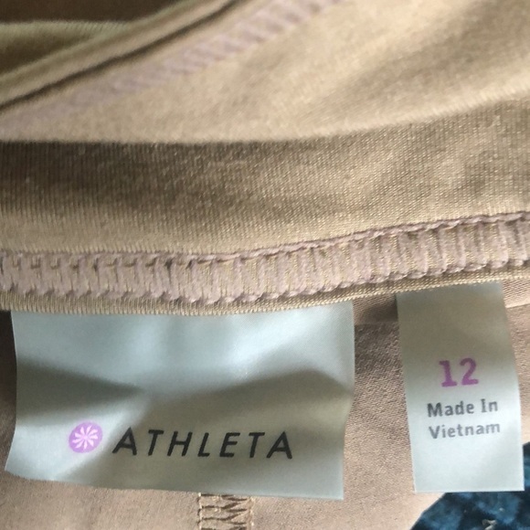 Athleta Wherever Skort Skirt Beige 12 Cinched Waist Pockets Stretch Knit Flare - Picture 6 of 8